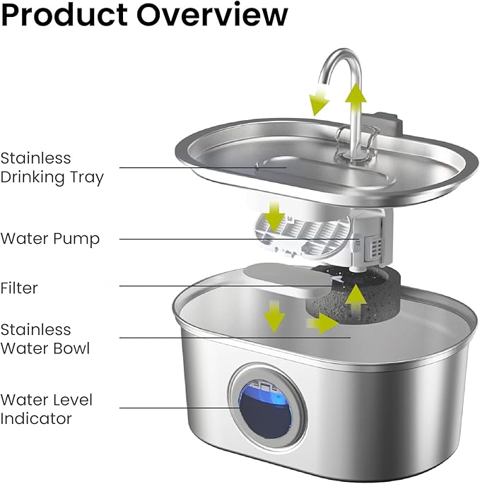 PawsPik SS-01 Stainless Steel Faucet-Design Cat Fountain 108.2 oz - Image 7