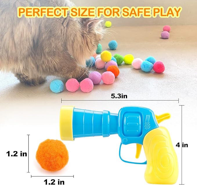 MeoHui 31Pcs Cat Ball Toy Launcher Gun,Cat Balls Fetch Toy,30Pcs Plush Fuzzy Balls Launcher Cat Toy for Cats with 1 Gun,Funny Interactive Cat Toys for Bored Indoor Adult Cats,Cute Kitten Kitty Toys - Image 4