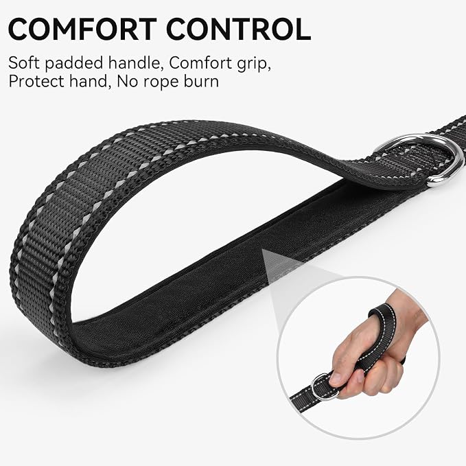Joytale Reflective Dog Leash for Small Dogs, 5 FT x 3/4", Black | Heavy Duty Nylon Webbing, Padded Handle for Comfort, Visible at Night, for Walking & Training - Image 3