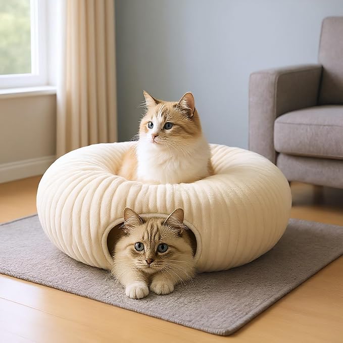 Cat Tunnel Bed with 31 Pcs Interactive Cat Toys, Automatic Cat Toys for Indoor Cats Kittens, Cat Tube with Moving Ball, White - Image 9
