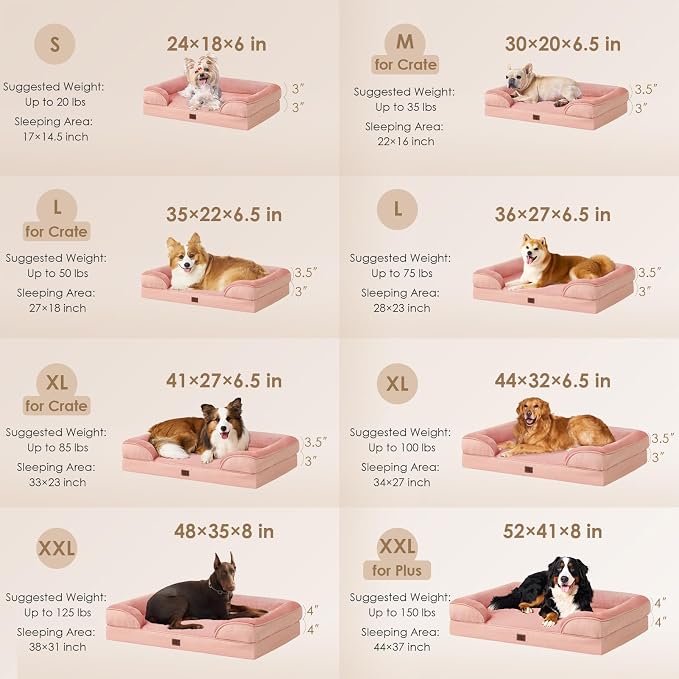 EHEYCIGA Orthopedic XXL Dog Bed, Waterproof Washable XL Big Pet Bed 48" | Non-Slip Bottom and Egg-Crate Memory Foam Extra Large Pet Couch Bed with Washable Removable Cover, Dusty Pink - Image 2