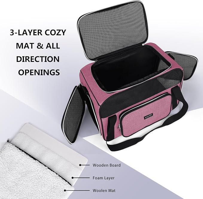 BAGLHER Pet Travel Carrier, Cat Carriers Dog Carrier for Small Medium Cats Dogs Puppies, Airline Approved Small Dog Carrier Soft Sided, Collapsible Puppy Carrier - Image 5