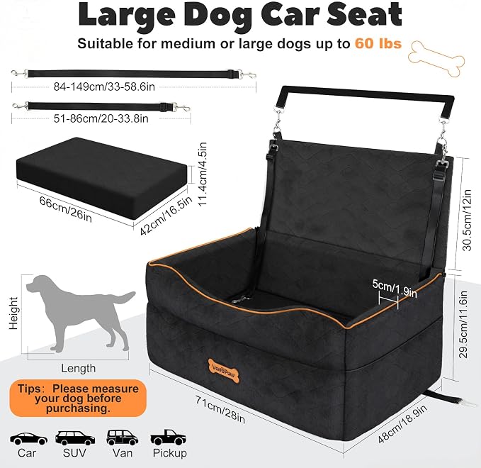 VavoPaw Medium Dog Car Seat Under 50Lbs or 2 Small Dogs Under 25Lbs - Image 3