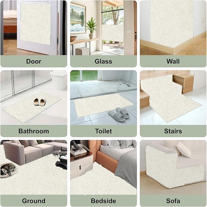 SREBAY Cat Scratch Couch Furniture Protector, Self-Adhesive Scratch Pad | 78.7x15.8In Thickened, DIY Climbing Cat Carpet Mat for Door Window Protector, Couch Guard from Claw with Pins&Tape, OffWhite - Image 6