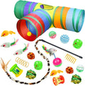 Malier Cat Toys Kitten Toys Set, Collapsible Cat Tunnels for Indoor Cats, Interactive Kitty Toys Cat Feather Toy Fluffy Mouse Crinkle Balls 3 Way Tube Tunnel Toys for Puppy Kitty Kitten by Malier