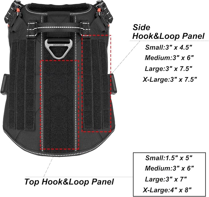 ICEFANG Tactical Dog Harness,for X-Large Dogs,Reflective No Pull Dog Vest | with Control Handle, Adjustable,Front Hook,2 Leash Clips,No Choke,Soft Padded,MOLLE Panel,Black,X-Large - Image 4