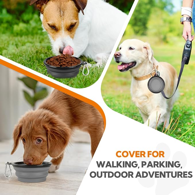 Collapsible Dog Bowl for Travel,2-Pack 12oz Pet Portable Water Food Bowls | Silicone Pet Foldable Bowl with 2 Carabiner Clips, Travel Water Bowl, Food Dishes Bowl, for Camping, Hiking, Walking - Image 8