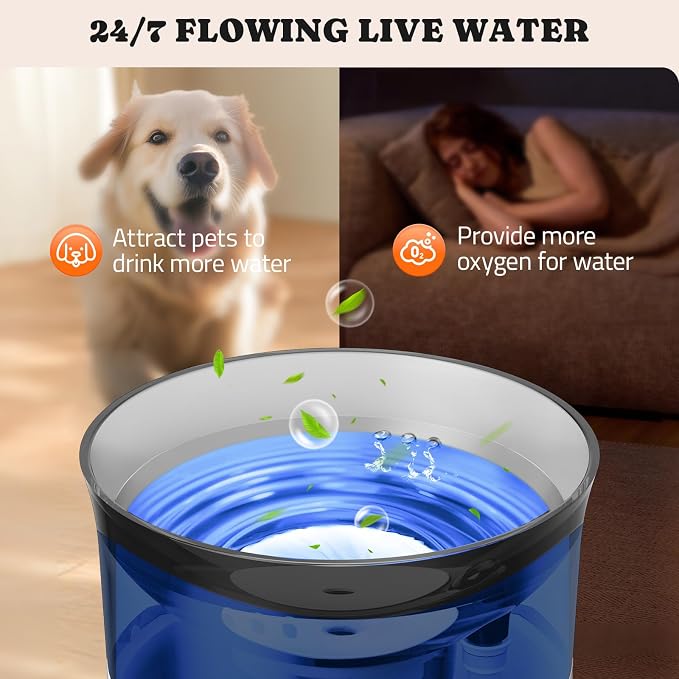 Pawtners 1 Gal/3.5L Dog Water Fountain,Elevated Dog Water Bowl Dispenser | Vortex Flow filter,Automatic Pet Water Fountain for Large Dogs Inside, Deep Drinking Area and Quiet Pump, 10" H - Image 8