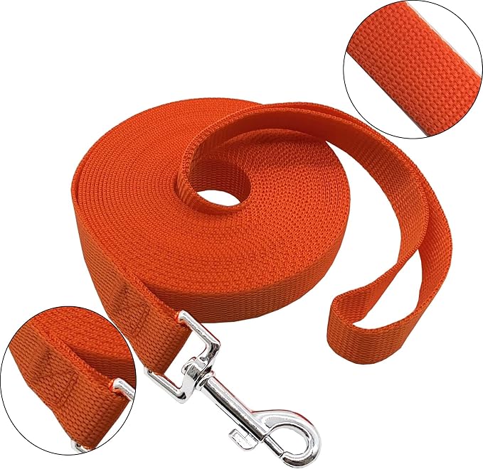 Nylon Training Dog Leash for Small Medium Large Dogs, 15ft 20ft 30ft 50ft Long Leash Dog/Puppy Lead for Obedience Recall Training, Camping (50ft, Orange) - Image 2