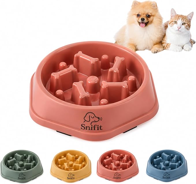 Slow Feeder Bowl for Small & Medium Cats & Dogs - Durable Slow Feeding Bowl with Non-Slip Base - Anti-Choking Puzzle Food Bowl for Dogs That Helps Mental Stimulation & Reduces Fast Eating-Pink by SnifitPetProducts
