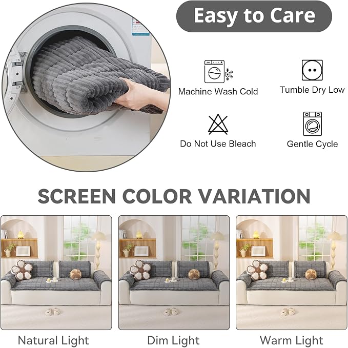 OstepDecor Couch Cover for Dogs, Washable Non Slip Sofa Cover for Pets | Soft Couch Covers for Sofa, Loveseat and Sectional, Furniture Protector Against Pet Hair & Dirt (27.6" x 27.6", Dark Grey) - Image 9