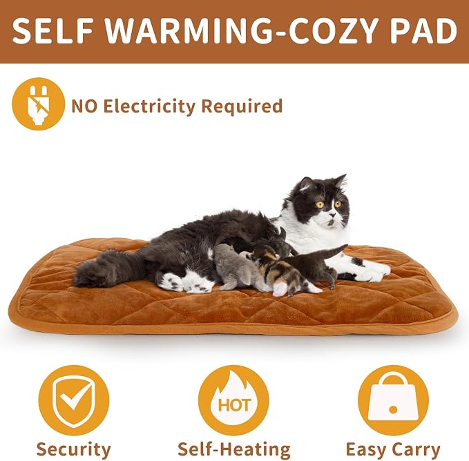 NAMOTEK Self-Warming Cat Bed Indoor/Outdoor Super Soft Self Heating Pet Mat Washable Thermal Pad for Cat & Dog 35x23 inch - Image 3