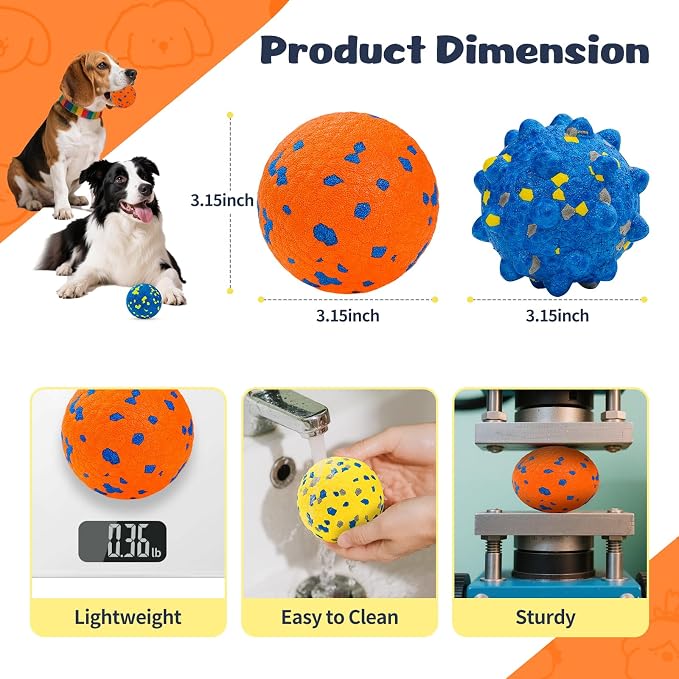 HIPPIH Dog Balls Tennis Balls, Dog Chew Toys for Aggressive Chewers ETPU | 3PCS Interactive Puppy Toys for Teething, 3'' Fetch Ball Water Toy for Small/Medium Breed,High Bouncy & Floating Dog Pool Toy - Image 5