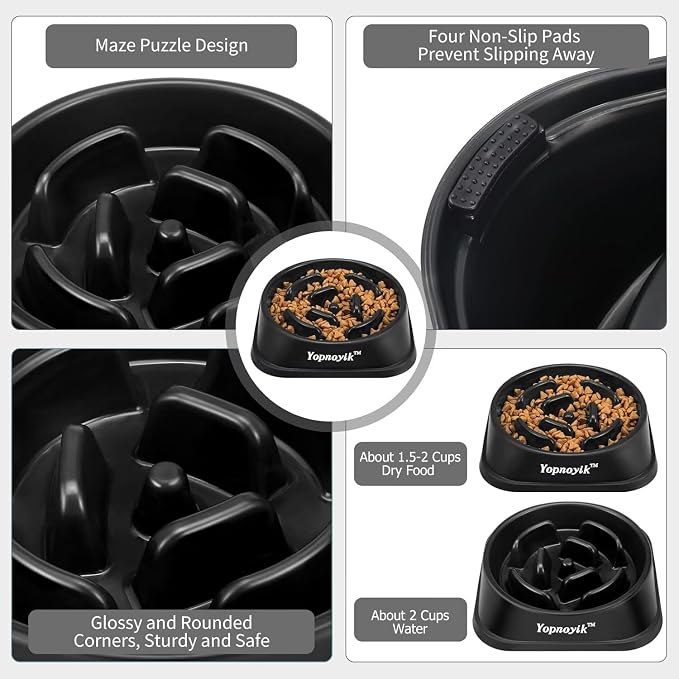 Slow Feeder Dog Bowls for Medium Dogs & Cats | Non-Slip Base, Anti-Choking Design, Reduces Bloating & Overeating, Easy to Clean, 1.5-2 Cups - Image 3