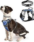 Dog Harness No Pull, Pet Harnesses with Dog Collar, Adjustable Reflective Oxford Outdoor Vest, Front/Back Leash Clips for Small, Medium, Large, Extra Large Dogs, Easy Control Handle for Walking by WINSEE