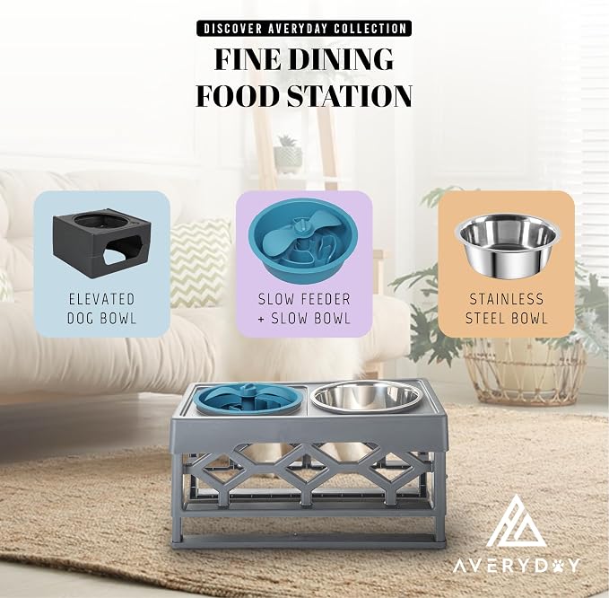 AVERYDAY Slow Feeder Dog Bowls for Medium Breed, 1.5 Cups Engagement Food Puzzle Bowl with Spinning Slow Feeder Insert, Non-Slip Base, Fits for Raised Stand, Hard Maze Design for Medium and Small Dogs - Image 8