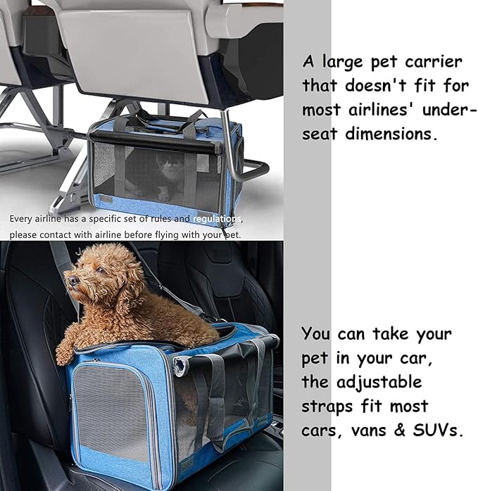 GAPZER Pet Carrier for Large and Medium Cat, Soft-Sided Pet Crate for Puppy | Dog Collapsible Travel Kennel Bag Privacy Protection, Big Kitty 20 pounds Carrying Cage Portable Home Outdoor Taxi Carseat - Image 5