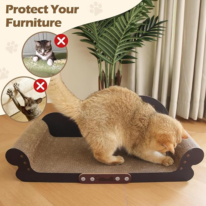 ComSaf Large Cat Scratcher Bed 26.7 in, Cardboard Cat Couch Scratch Pad | Cat Scratching Board, Sofa Lounger Shape, Furniture Protection, Indoor Floor Use, Adult Cats, Claw Care - Image 5