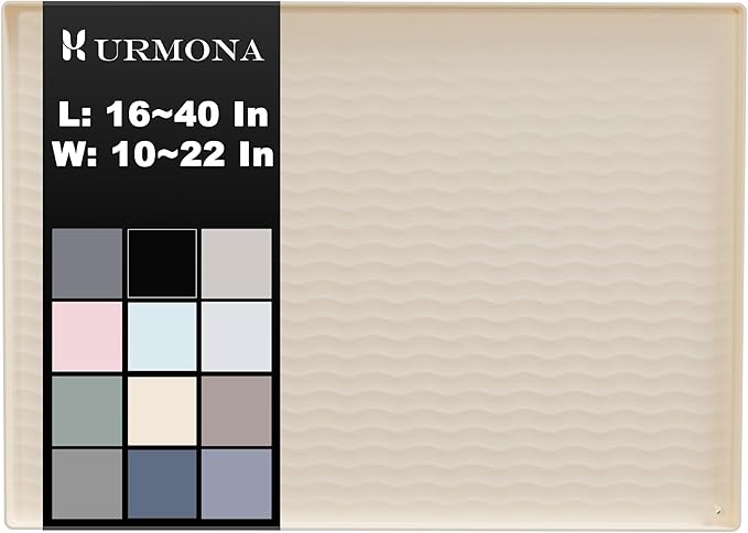 URMONA 22 x 14 in Waterproof Silicone Under Sink Mat, Cabinet Protector | Light Cream , Under Kitchen Sink Mat, Kitchen Cabinet Liner, Bathroom Sink Protector, Pet Food Mat and Cat Litter Mat by URMONA