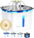 Veken Innovation Award Winner 95oz/2.8L Cat Water Fountain | Automatic Pet Fountain Dog Water Dispenser with Stainless Steel Lid, Replacement Filters & Silicone Mat Included (Silver) by Veken