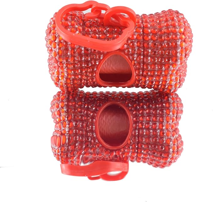 Bling Dog Poop Pickup Bag Dispenser Holder Pet Waste Disposal Bag Pet Trash Bags Holder Bone Shaped (Red) - Image 2