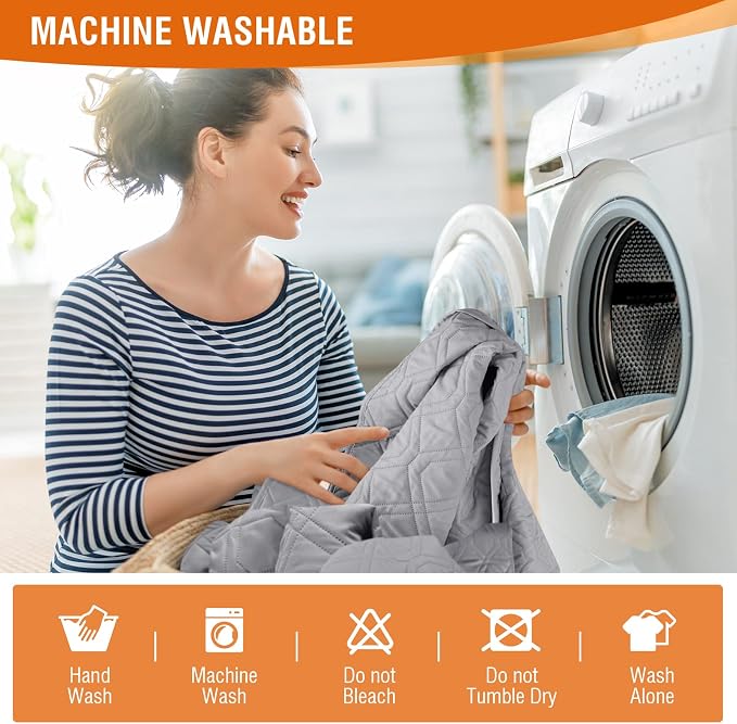VANSOFY 100% Waterproof Recliner Chair Covers Washable, Light Gray, 30" | Non-Slip, Slipcover with Pocket, Furniture Protector, Elastic Straps, Chair Cover for Pets, Dogs - Image 6