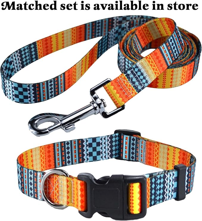 Mihqy Dog Collar for Small Dogs Puppy Cats, Bohemian Orange,XS | Neck Fit 7.9"-11.8", Multiple Patterns，4 Sizes for Small Medium Large Dogs, Comfortable for Walks and Outdoor Hikes - Image 6
