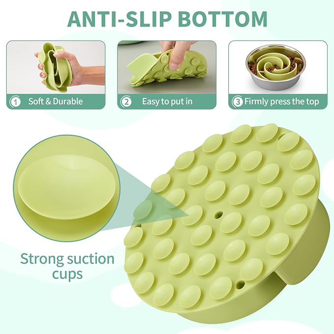 Slow Feeder Dog Bowls Insert, Animire Soft Silicone Slow Eating Dog Food Bowl for Small, Medium and Large Dogs, Compatible with Regular and Elevated Bowls - Image 5