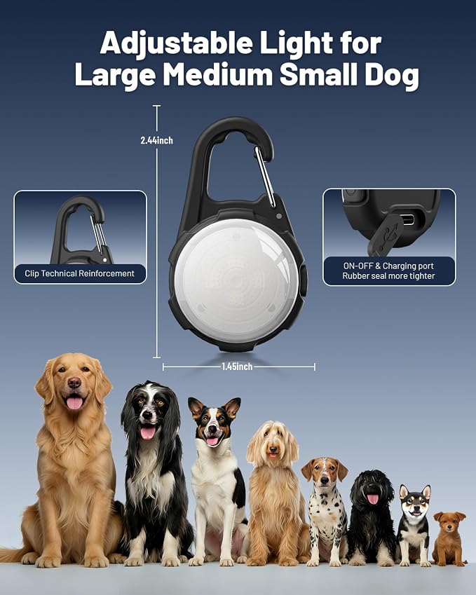 Dog Lights for Night Walking, 2 Packs LED Collar Light, 4 Modes Light for Walking at Night, Waterproof Dogs Walk Lights, Rechargeable Collar Lamp for Nighttime Clip On, for Running, Camping, Cycling - Image 6