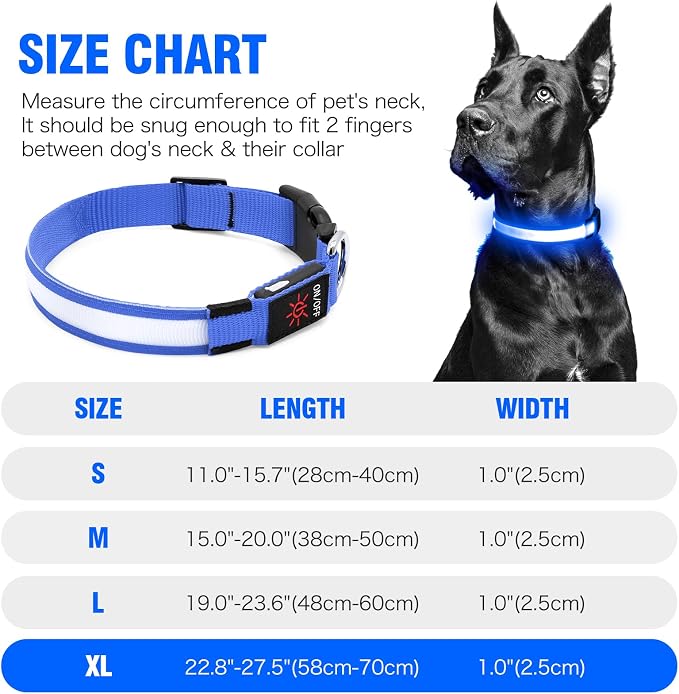 Illumifun LED Dog Collar, Water-Resistant Light Up Dog Collar, Safety Dog Collar Light for Your Dogs Walking Camping(Blue, X-Large) - Image 5