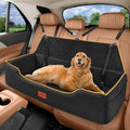 XIEEAOZEE Large Dog Car Seat for Dods Under 100 lbs, Memory Foam Dog Car Bed for Backseat & Trunk, Detachable and Washable Cover, Pet Travel Seat with Storage Pockets, 2 Safety Belts by XIEEAOZEE