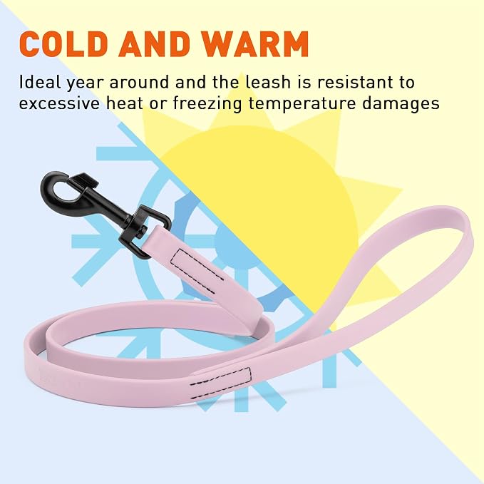 Dogline Biothane Waterproof Dog Leash Strong Coated Nylon Webbing with Black Hardware Odor-Proof Easy to Clean High Performance for Small or Large Dogs Made in USA 4 or 6 ft Lead, Pastel Purple - Image 8