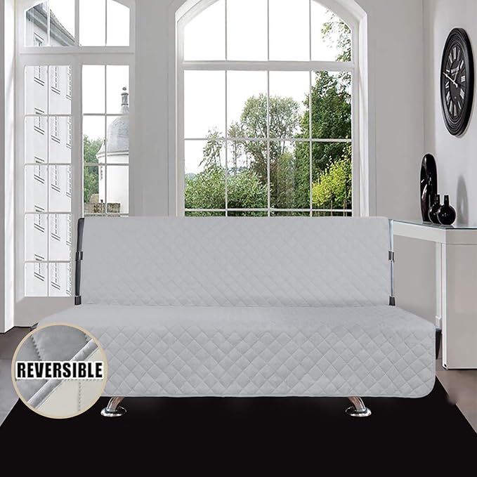 Easy-Going Reversible Couch Cover, Large Futon Sofa, Light Gray/Ivory | Machine Washable Slipcover For Dogs, Water Resistant Furniture Mat For Living Room, Non-Slip Sofa Cover, Pet Friendly - Image 2