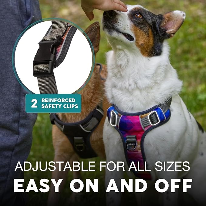 Embark No Pull Dog Harness, Reflective Adjustable Training Vest, No Choke | Adjustable straps fit all dog breeds with sturdy hooks; 360° reflective trim, soft padded Harness Design for All Dogs - Image 5