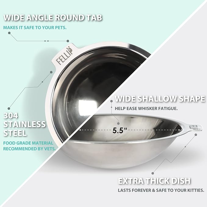 Felli Pet Oblik Acrylic Raised Dog Food Water Bowl Stainless Steel Slanted Oval Dish for Short Leg Puppy & Small Medium Pet, Elevated Tilted Metal Feeder(Pink, 1.5 Cups Oval Dish) - Image 8