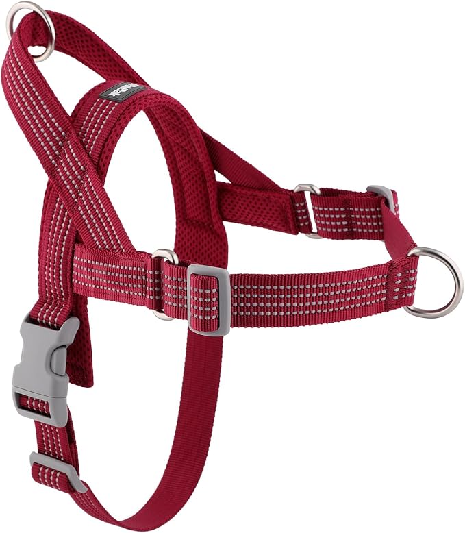 No Pull Dog Harness with Handle, Adjustable Soft Mesh Padded Vest | Reflective Walking Harness with Front Clip for Small Medium Large Dogs, Quick Fit No Escape for Training, Red, L by Fortheloveofpets