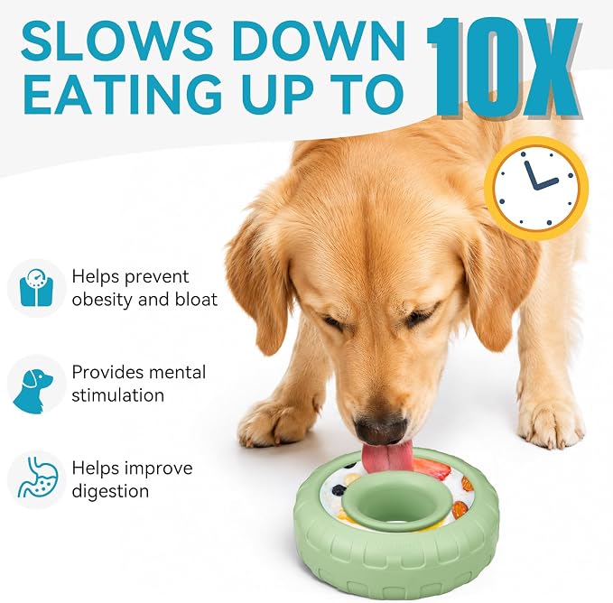 Dog Enrichment Lick Bowl, Bestalk Slow Feeder Lick Mat for Dogs, Freeze Puzzle Licking Bowl for Anxiety Relief, BPA Free Silicone, Dishwasher Safe(Green,L) - Image 2