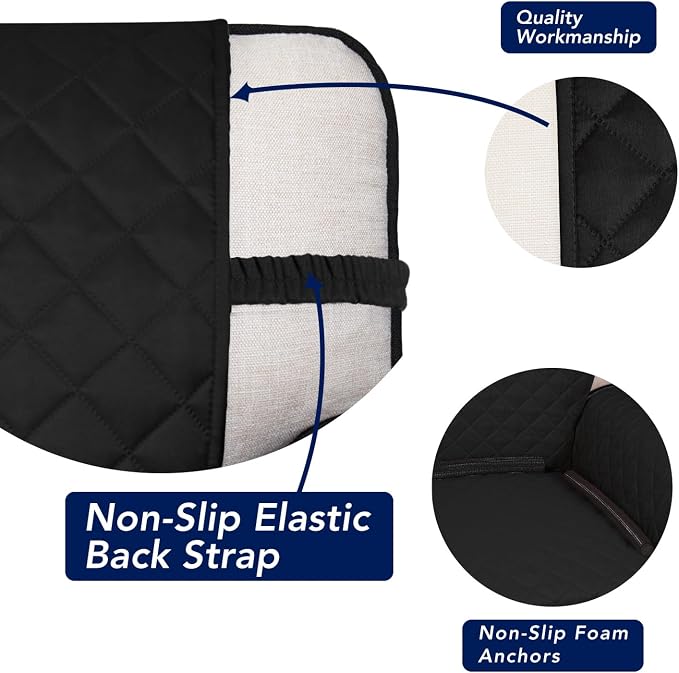 PureFit Reversible Quilted Couch Covers for Dogs Loveseat Sofa Cover 54" | Black/Beige, Water Resistant Couch Protector, Washable Pet Couch Cover with Non Slip and Elastic Straps For Kids - Image 3