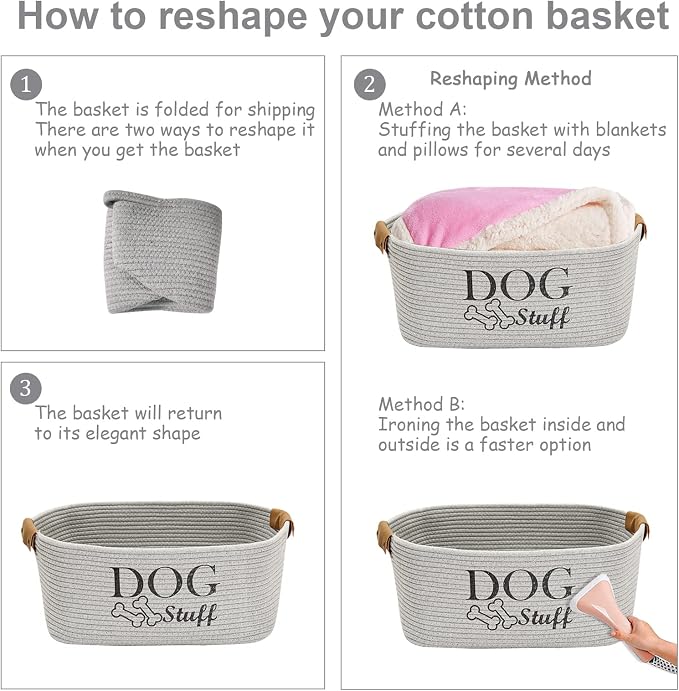 Morezi Durable Cotton Rope Dog Toy Storage, Large Dog Bin, Pet Bed, Puppy Toy Box - Perfect for Organizing Pet Toys, Blankets, Leashes, Clothing and Any Doggie Stuff - Gray - Image 5