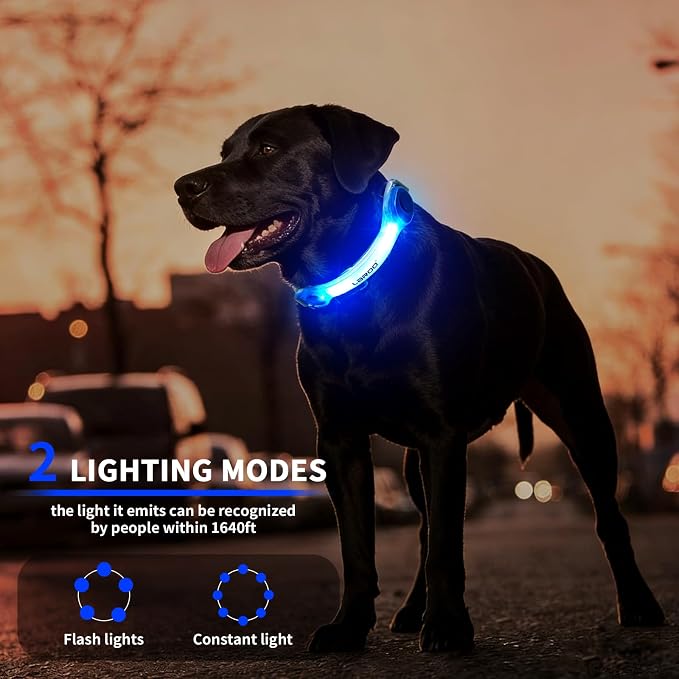 LaRoo LED Dog Collar Light, Hook & Loop Pet Safety Night Light, Glowing LED Strip for Dog Collar Leash Harness, High Visibility Waterproof Dog Lights for Night Walking Running Camping (Blue) - Image 2