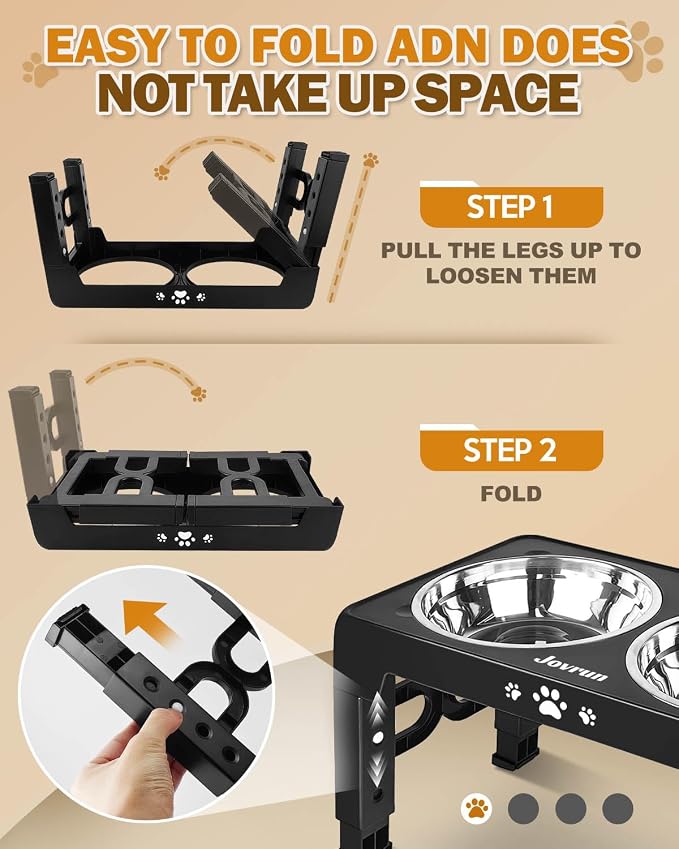Jovrun Elevated Dog Bowls for Medium Large Size Dogs, Non-Slip Dog Feeder with 2 Stainless Steel Dishes, 5 Heights Adjustable Raised Bowls to 3.15″-8.66″-9.84″-11.02″-12.2″ - Image 6