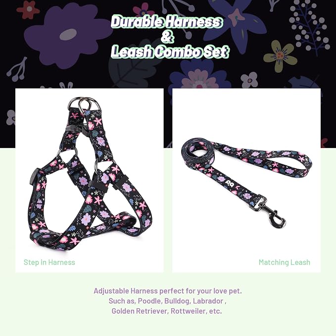 Dog Harness Leash Set Adjustable Heavy Duty No Pull Halter Harnesses for Small Medium Large Breed Dogs Back Clip Anti-Twist Perfect for Walking - Image 5