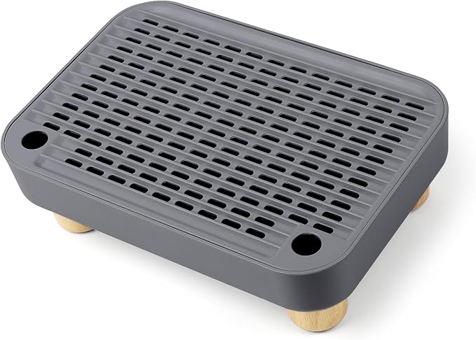 Litter Box Step, Cat Litter Ramp with Wooden Base, Dark Grey | Double Layer Litter Box Ramp for Kitten & Elderly Cats, Litter Catcher for Automatic Cat Litter Box, Easy to Clean - Image 8