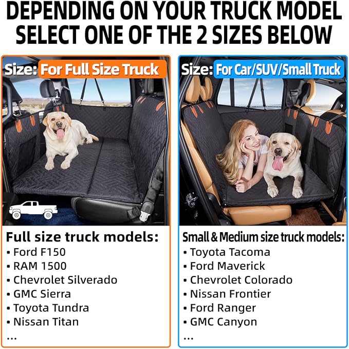 YJGF Hard Bottom Dog Car Seat Cover for Full-Size Trucks,Back Seat Extender | Strong Support,More Rest Space,Waterproof, Scratch Resistant,Car Seat Protector,Dog Hammock for Full-Size Truck - Image 2