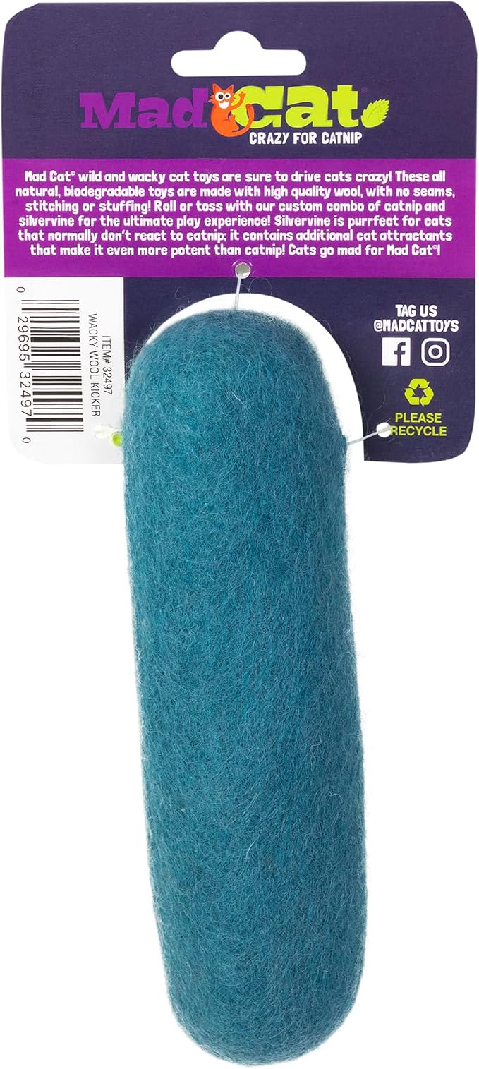Mad Cat Wacky Wool Crinkle Kicker Catnip and Silvervine Cat Toy, Pack of 1 | Natural fiber plaything felines grab, wrestle and hug, rustling texture sparks energetic play sessions at home every day - Image 3