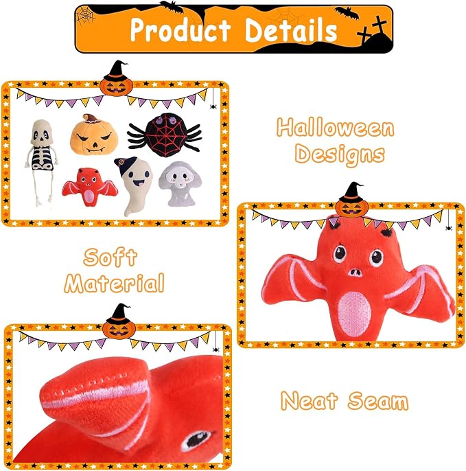 FOIMAS Halloween Catnip Toys,Pumpkin Ghost Catnip Toy Chew Bite Toy for Cat Interactive, Pack of 6 - Image 4