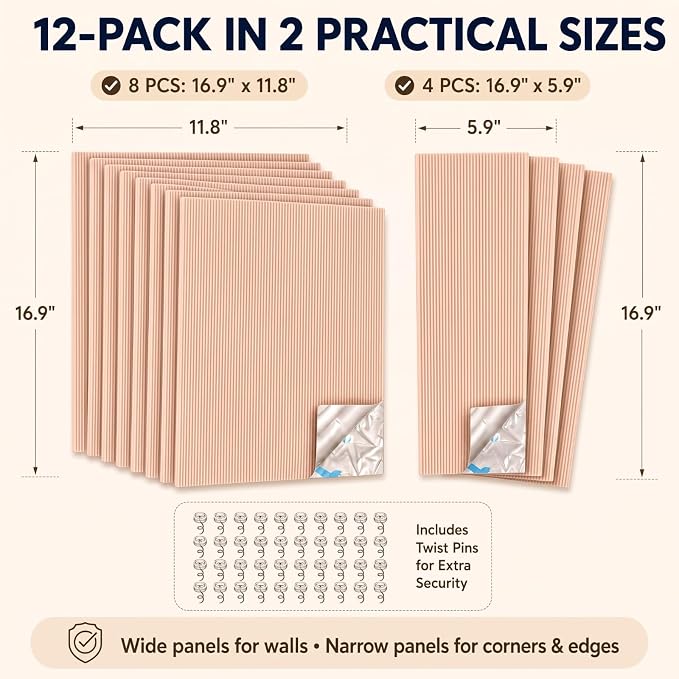 Marsui 12 Pack L Shape Cat Scratcher Replacement Pads, Self Adhesive, Beige | Fits Couch, Walls, and Cat Posts, Protects Furniture from Claws, Peel and Stick Backing, Cuttable, Ideal for Indoor Cats - Image 2