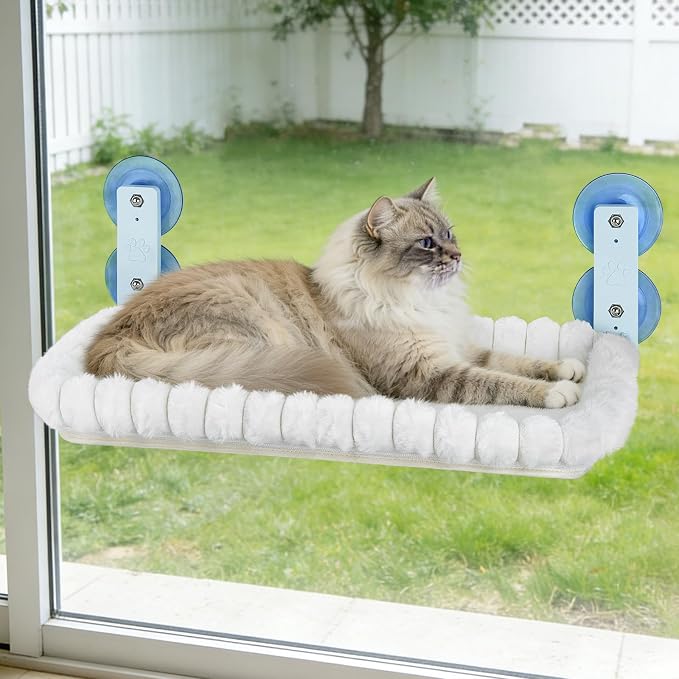 YooxArmor Foldable Cat Window Perch, Cat Bed with Strong Suction Cups & Metal Frame, Window Hammock for Indoor Large Small Cats, Rectangle by YooxArmor