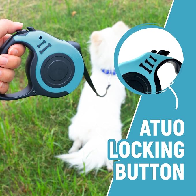 Retractable Dog Leash Automatic Telescopic Tractor Dog Tape | Pet Tape 10/16 FT Durable and Convenient, with Non-Slip Handle, Suitable for Small and Medium-Sized Dogs Lake Blue - Image 4