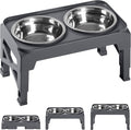 Hubulk Elevated Dog Bowls with 2 Stainless Steel Dog Food & Water Raised Bowls with No Spill Edge Non-Slip Stand Adjusts to 3 Heights(2.75", 6.0", 7.5") for Small Medium Dogs and Pet by Hubulk